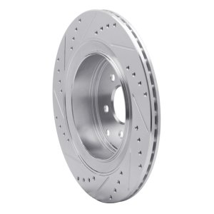 Infiniti Q70 Brake Rotor (1) - Rear Right - R1 Concepts - Drilled & Slotted - Silver - `09-`24